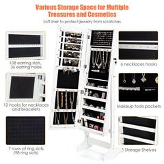 Jewelry Cabinet Stand Mirror Armoire with Large Storage Box