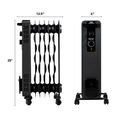1500 W Oil-Filled Heater Portable Radiator Space Heater with Adjustable Thermostat