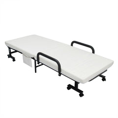 Adjustable Folding Guest Bed Frame with Mattress and Wheels