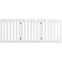 24 Inch Folding Wooden Freestanding Dog Gate with 360° Flexible Hinge for Pet