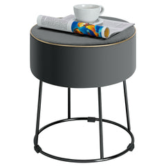 Round Velvet Footrest Stool Ottoman with Non-Slip Foot Pads for Bedside
