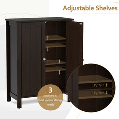 2-Door Bathroom Floor Storage Cabinet Space Saver Organizer
