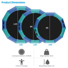 12 Feet Inflatable Splash Padded Water Bouncer Trampoline-Blue