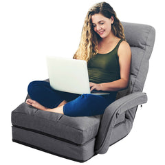 Folding Lazy Floor Chair Sofa with Armrests and Pillow