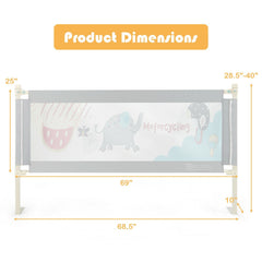 69 Inch Toddlers Vertical Lifting Baby Bedrail Guard with Lock