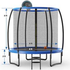 8/10 Feet Recreational Trampoline with Basketball Hoop