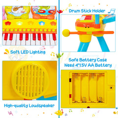 24-Key Piano Keyboard DJ Drum Combination with Microphone and MP3-Blue