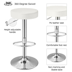 1 PC Round Bar Stool Adjustable Swivel Pub Chair-White