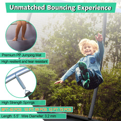 10 Feet ASTM Approved Recreational Trampoline with Ladder-Black