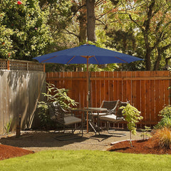 10 Feet Patio Umbrella with 8 Wooden Ribs and 3 Adjustable Heights-Navy