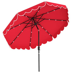 10 Feet Solar Patio Umbrella with 24 LED Lights-Red