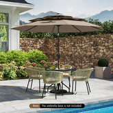 10 Feet Solar Patio Umbrella with 32 LED Lights 3-Tier Vented Top-Taupe