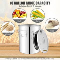 10 Gal 40 L Water Alcohol Distiller with 2 Stainless Steel Pots-10 Gal
