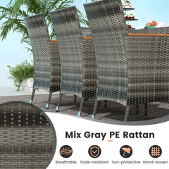 10 Pieces Patio Wicker Dining Set with 15 Feet Double-Sided Patio Umbrella-Turquoise