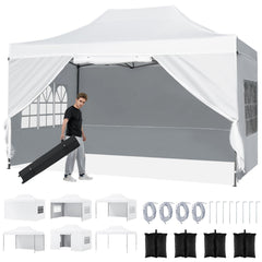 10 X 14 FT Pop up Canopy Tent Outdoor Patio Commercial Sunshade Shelter-White