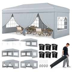 10 X 20 Feet Pop up Canopy Tent Instant Setup with 6 Sidewalls