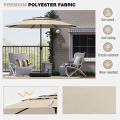 10 ft 3-tier Vented Patio Umbrella with Push Button Tilt-Beige