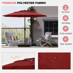 10 ft 3-tier Vented Patio Umbrella with Push Button Tilt-Red