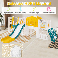10-in-1 Toddler Swing and Slide Set Climber Playset with Basketball Hoop
