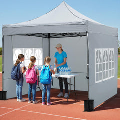 10 x 10 FT Pop up Canopy Tent with Sidewalls and Awning for Party Picnic Event