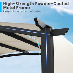 10 x 10 ft Outdoor Pergola Modern Arched Patio Garden Shelter with Retractable Sunshade Canopy