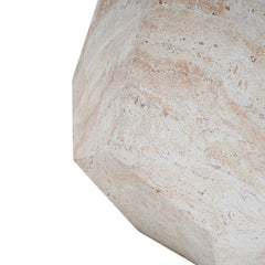 Outdoor/Indoor Lightweight Concrete Side Table with Travertine Finish in Beige