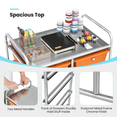 10-Drawer Rolling Storage Cart-Deep Multicolor