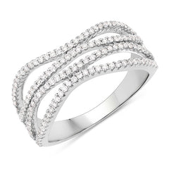0.46 Carat Genuine White Diamond 14K White Gold Ring (F-G Color, SI Clarity)