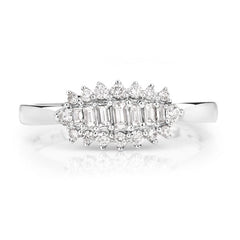 0.37 Carat Genuine White Diamond 14K White Gold Ring (E-F Color, VS-SI Clarity)