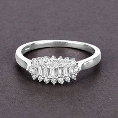 0.37 Carat Genuine White Diamond 14K White Gold Ring (E-F Color, VS-SI Clarity)