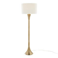 Lenuxe 65" Contemporary Metal Floor Lamp in Gold Metal with White Linen Shade