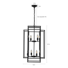 18' Modern 8-Light Black Geometric Pendant Chandelier