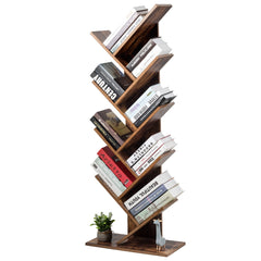 8-Tier Free Standing Tree Bookshelf-Coffee