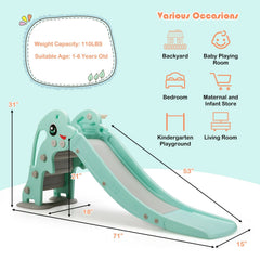 3-in-1 Kids Climber Slide Play Set with Basketball Hoop and Ball