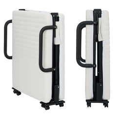 Adjustable Folding Guest Bed Frame with Mattress and Wheels