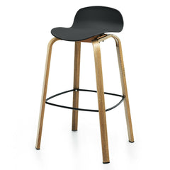 Set of 2 Modern Barstools Pub Chairs with Low Back and Metal Legs