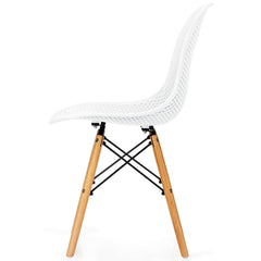 4 Pieces Modern Plastic Hollow Chair Set with Wood Leg