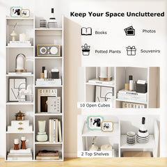 11-Tier Modern Book Organizer Bookcase with Anti-Tipping Kits-White