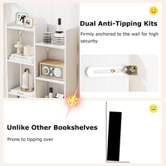11-Tier Modern Book Organizer Bookcase with Anti-Tipping Kits-White