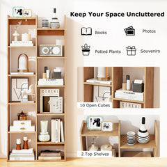 11-Tier Modern Book Organizer Bookcase with Anti-Tipping Kits-Natural