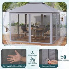 11 x 11 Feet 2-Tier Pop-Up Gazebo Tent Portable Canopy Shelter Carry Bag Mesh