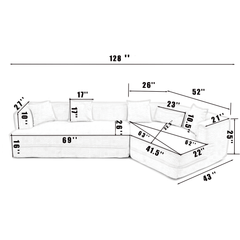 Modular Sofa Modern Minimalist Style Creamy-White