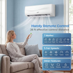 12000 BTU 17 SEER2 208-230V Mini Split Air Conditioner with Heat Pump