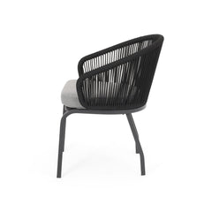Outdoor Accent Chair with Rope Weave and Metal Frame, Set of 2, Grey