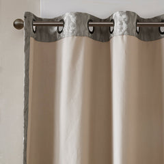 Knitted Jacquard Damask Total Blackout Grommet Curtain Panel