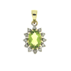 .96ct Peridot Diamond Fashion Pendants 10KT Yellow Gold