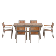 Flexible Outdoor Dining Set with Extendable Table and Six Chairs
