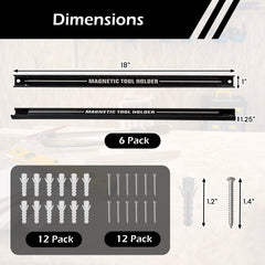 18 Inch Magnetic Tool Holder Strip with Mounting Screws