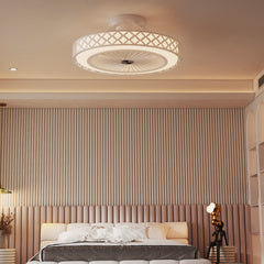 19 Inch Ceiling Fan with Light Low Profile Flush Mount Fan-White