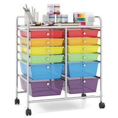 12 Drawers Rolling Cart Storage Scrapbook Paper Organizer Bins-Multicolor